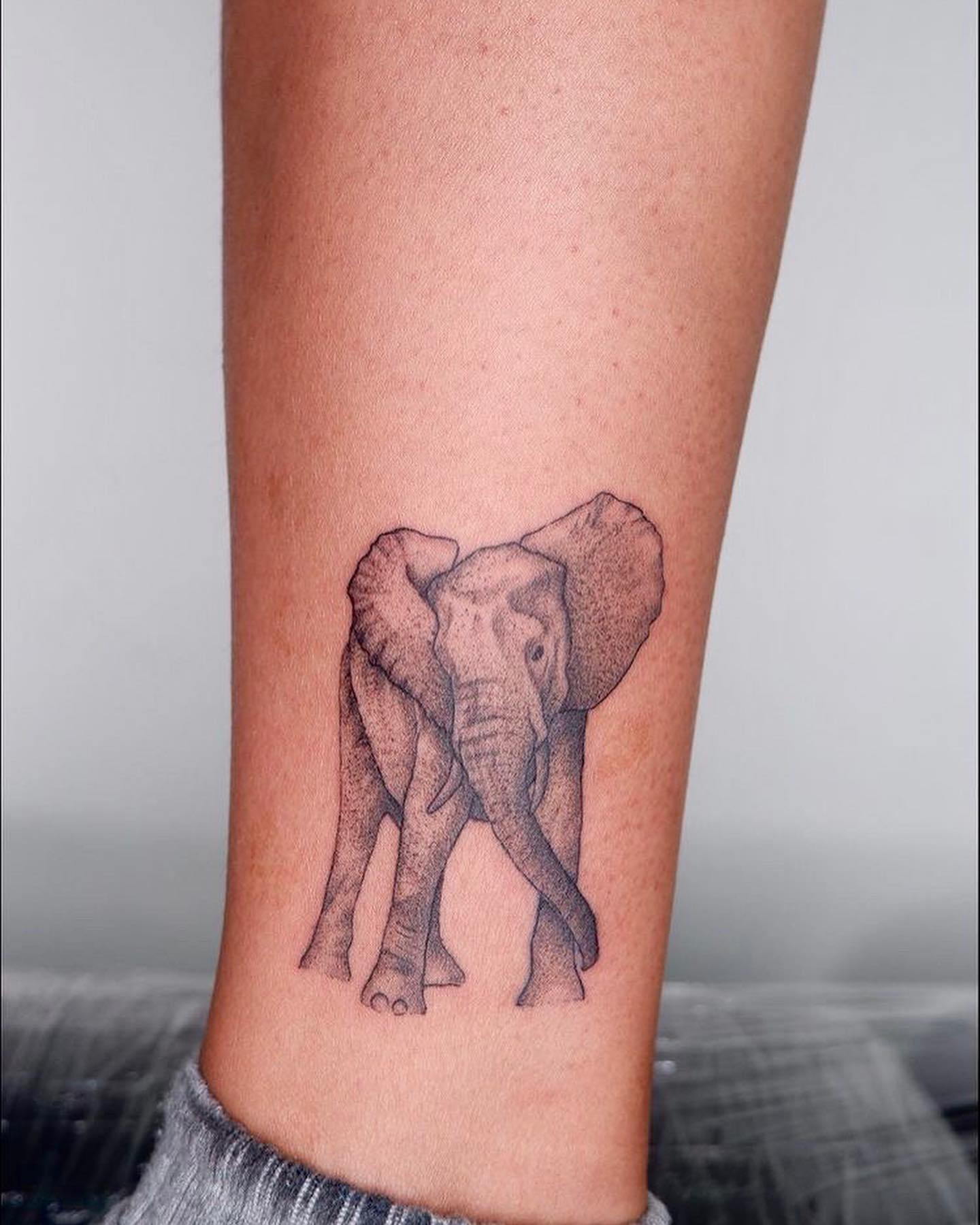 Elefante tatuaje en el tobillo