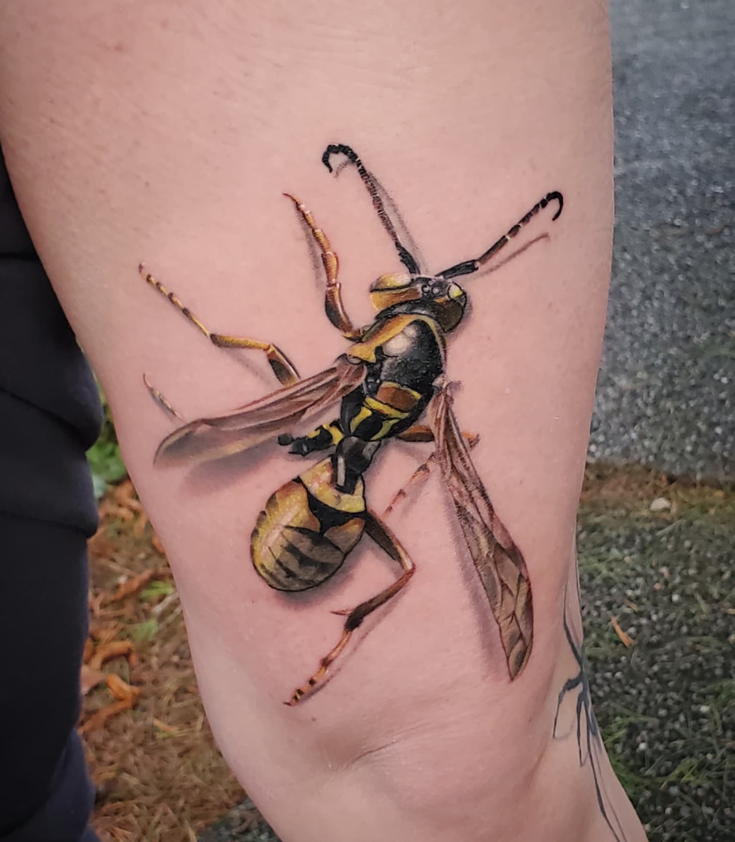 Impresión de abeja tatuada