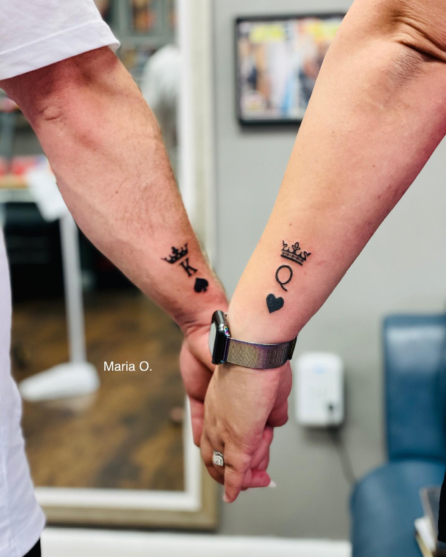 Tatuajes de pareja de K y Q