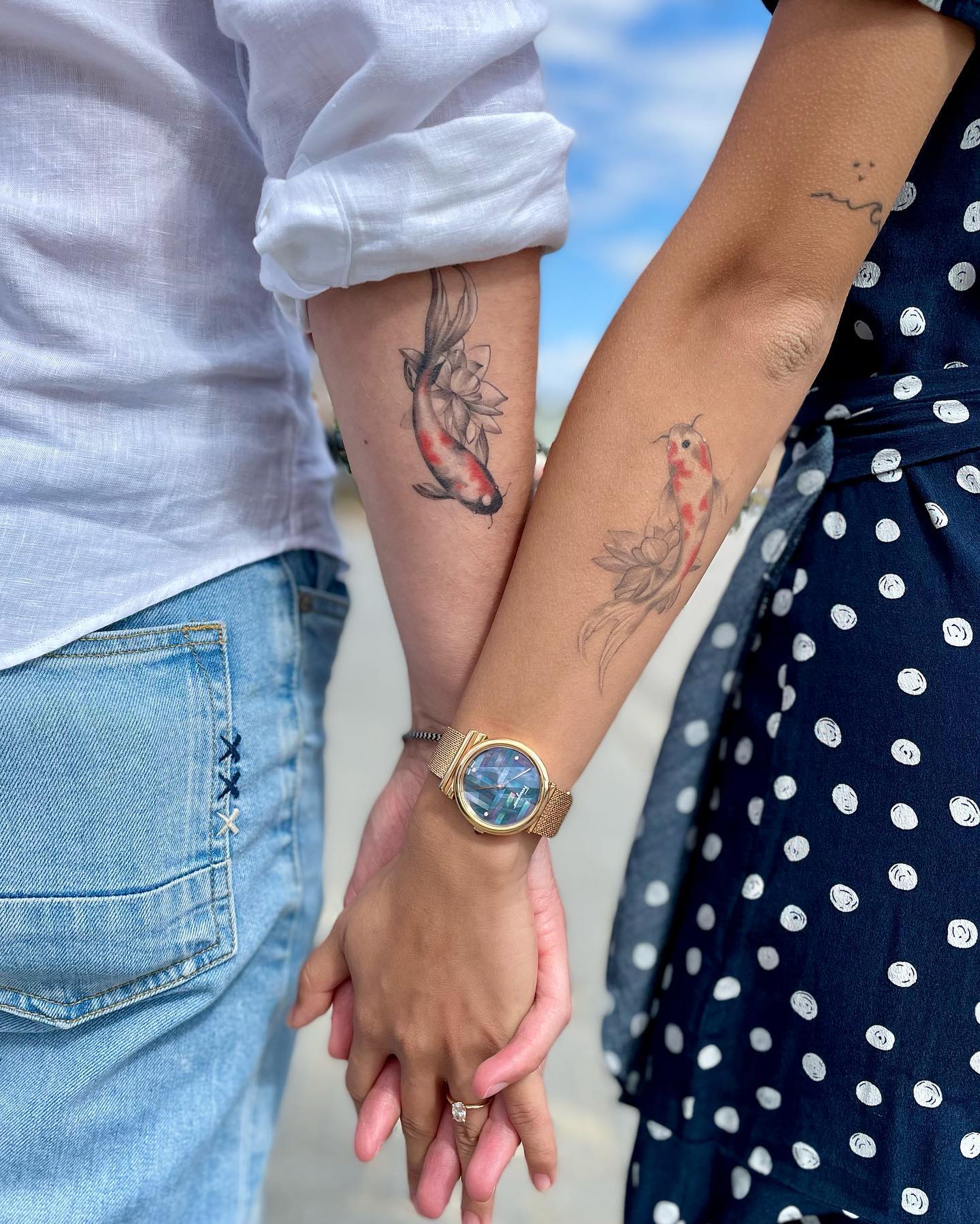 Tatuajes de parejas de peces Koi.
