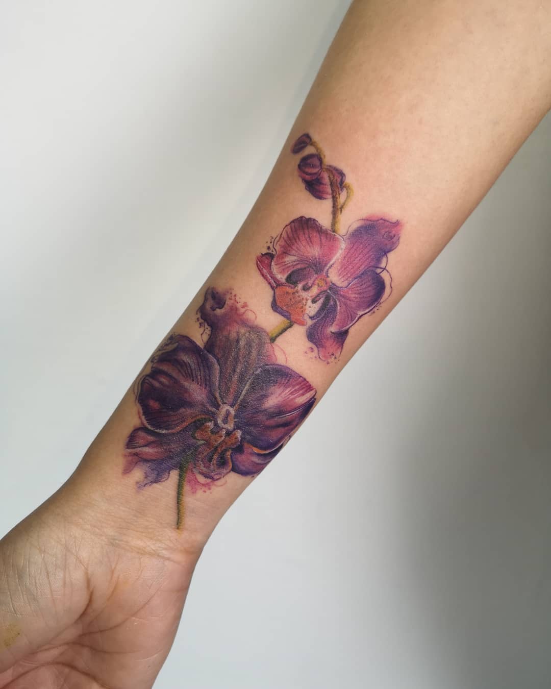 Tatuaje de Orquídea Impresión Morada