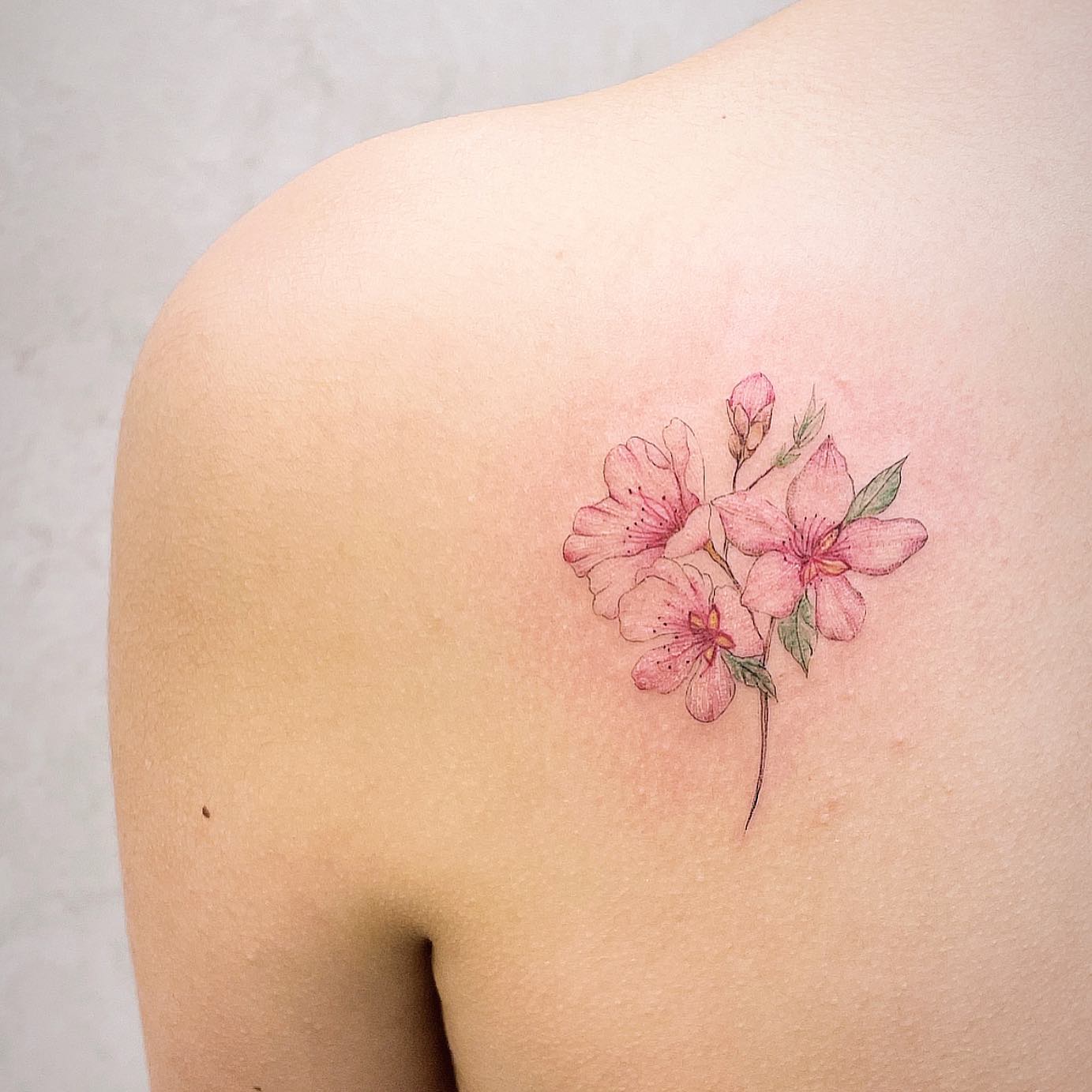 Tatuaje de Cerezo Femenino con Estilo Artístico