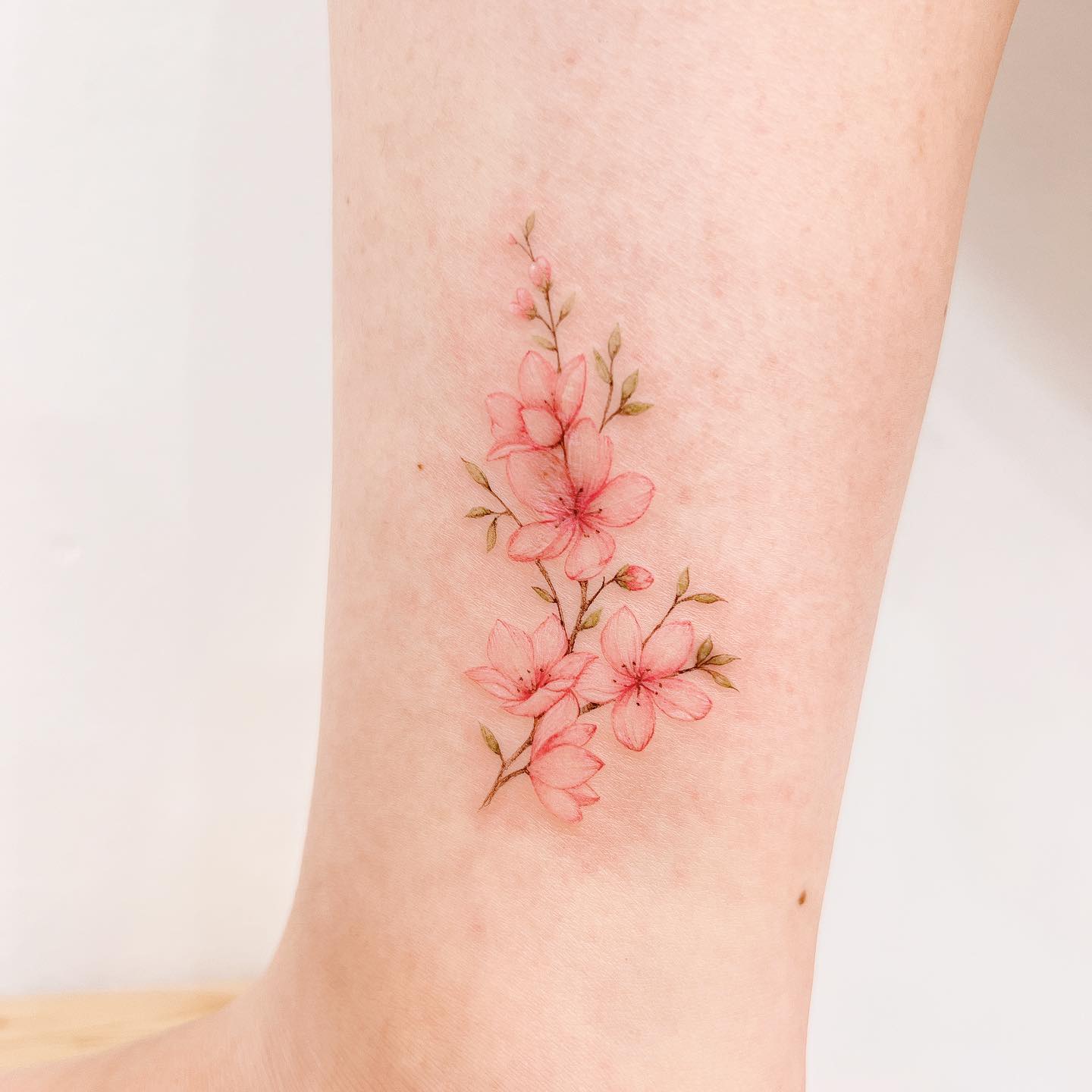 Tatuaje de Flor de Cerezo Rosa Claro