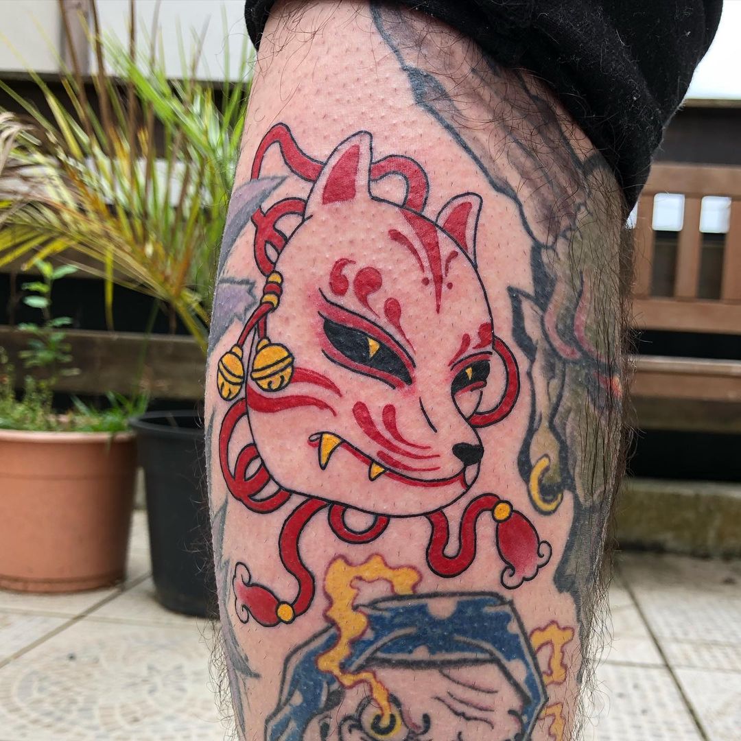 Tatuaje de Kitsune Rojo
