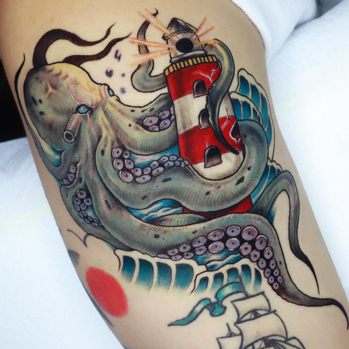 Tatuaje de Kraken Colorido
