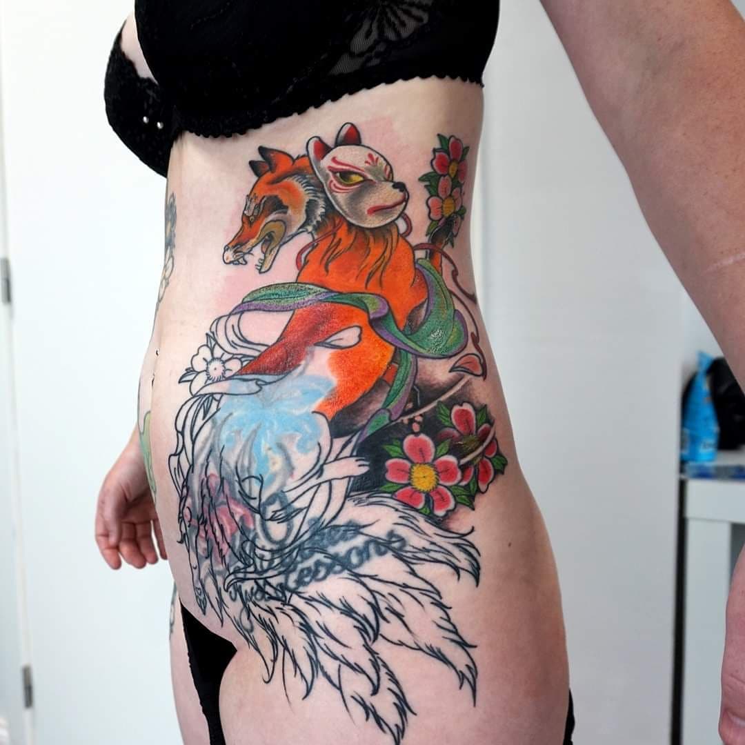 Tatuaje Kitsune inspirado en Japón