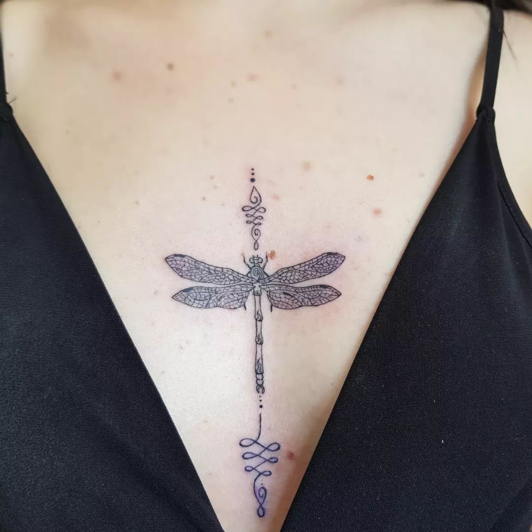 Dragonfly Unalome Tatuaje