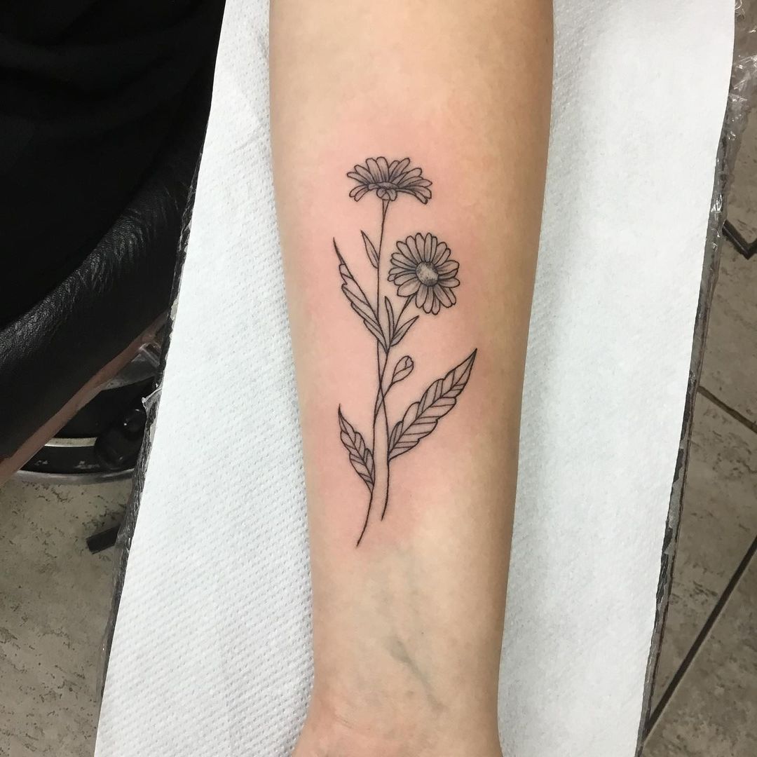 Tatuaje Floral de Aster Simple