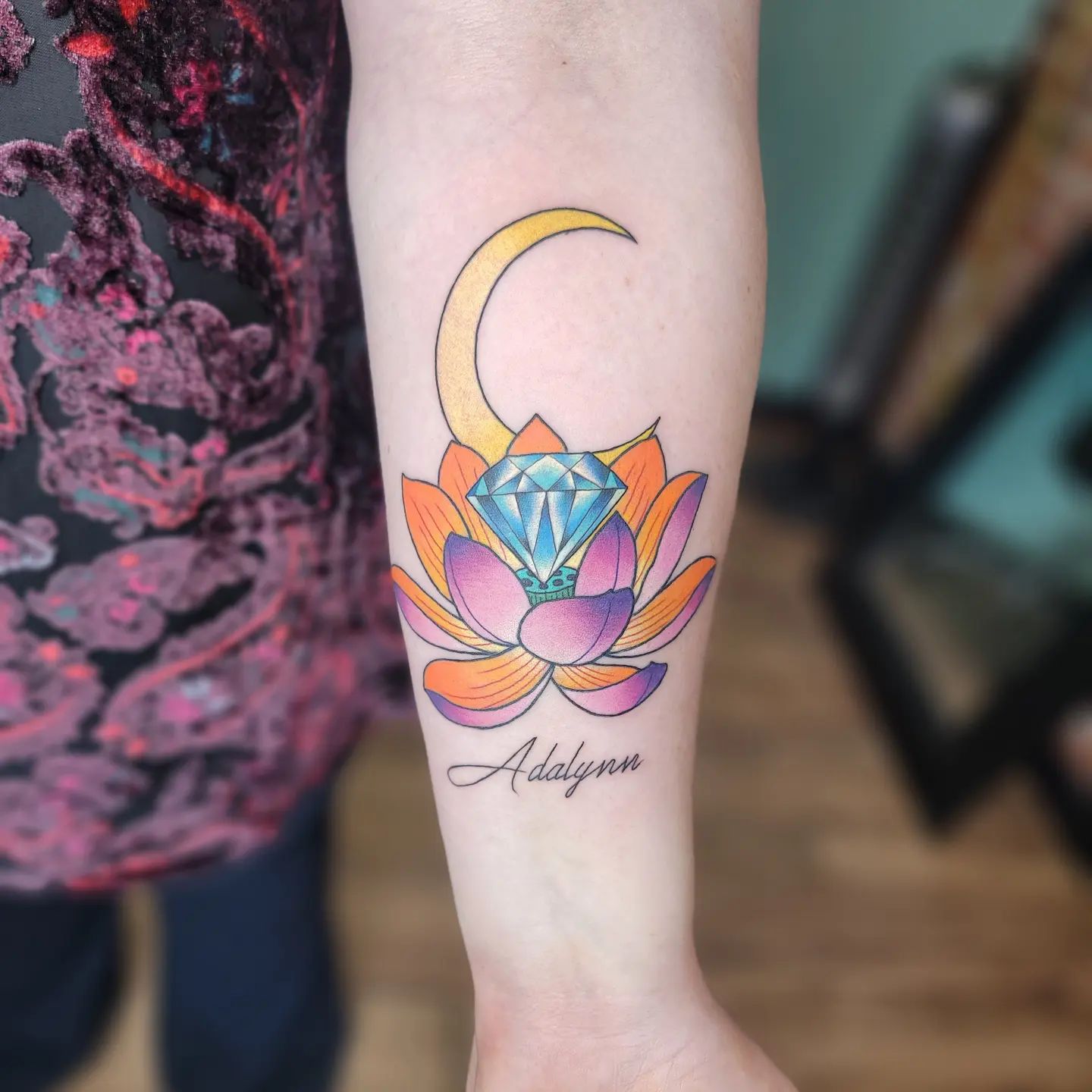 Tatuaje impreso de Flor de Loto mítica