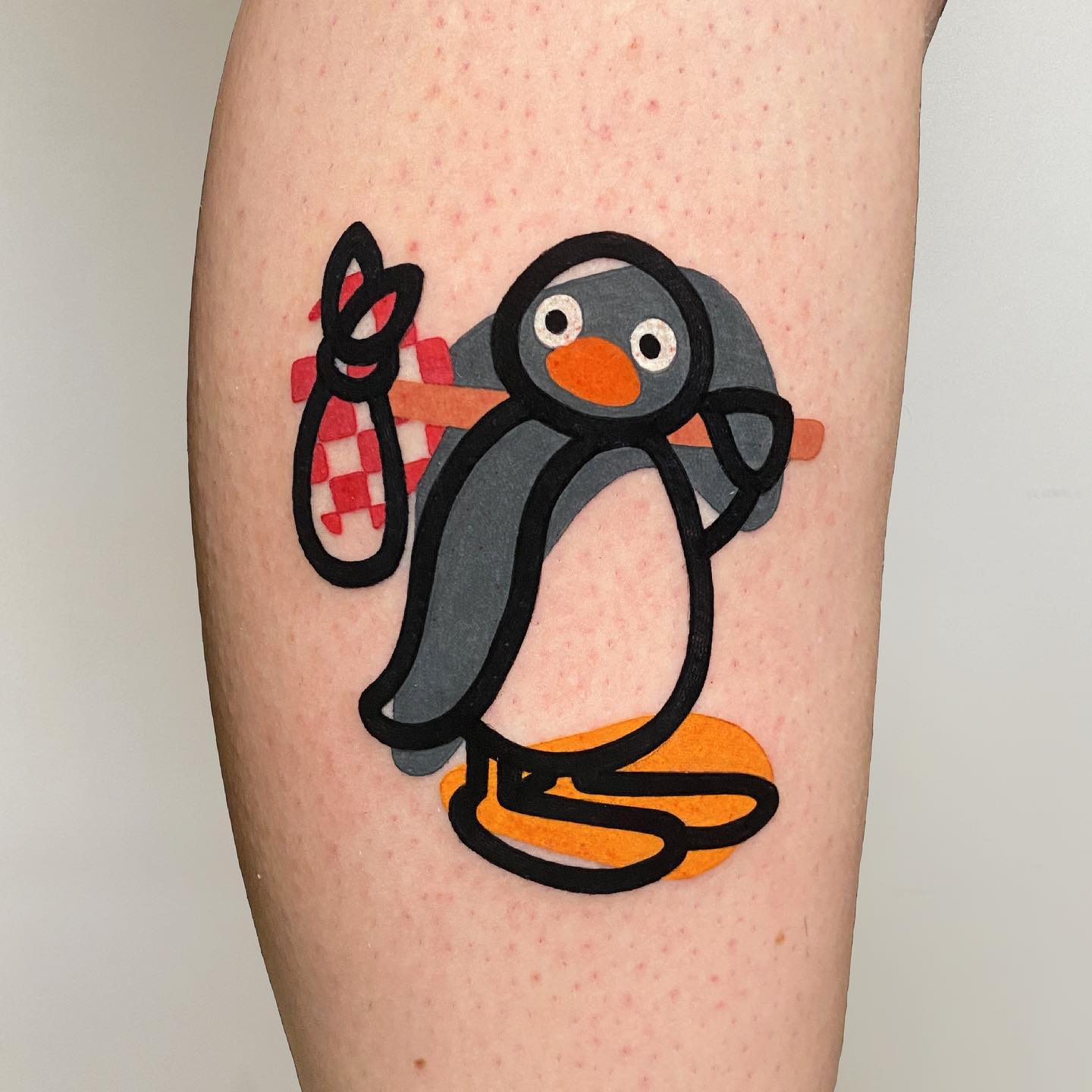 Tatuaje de Pingüino de dibujos animados