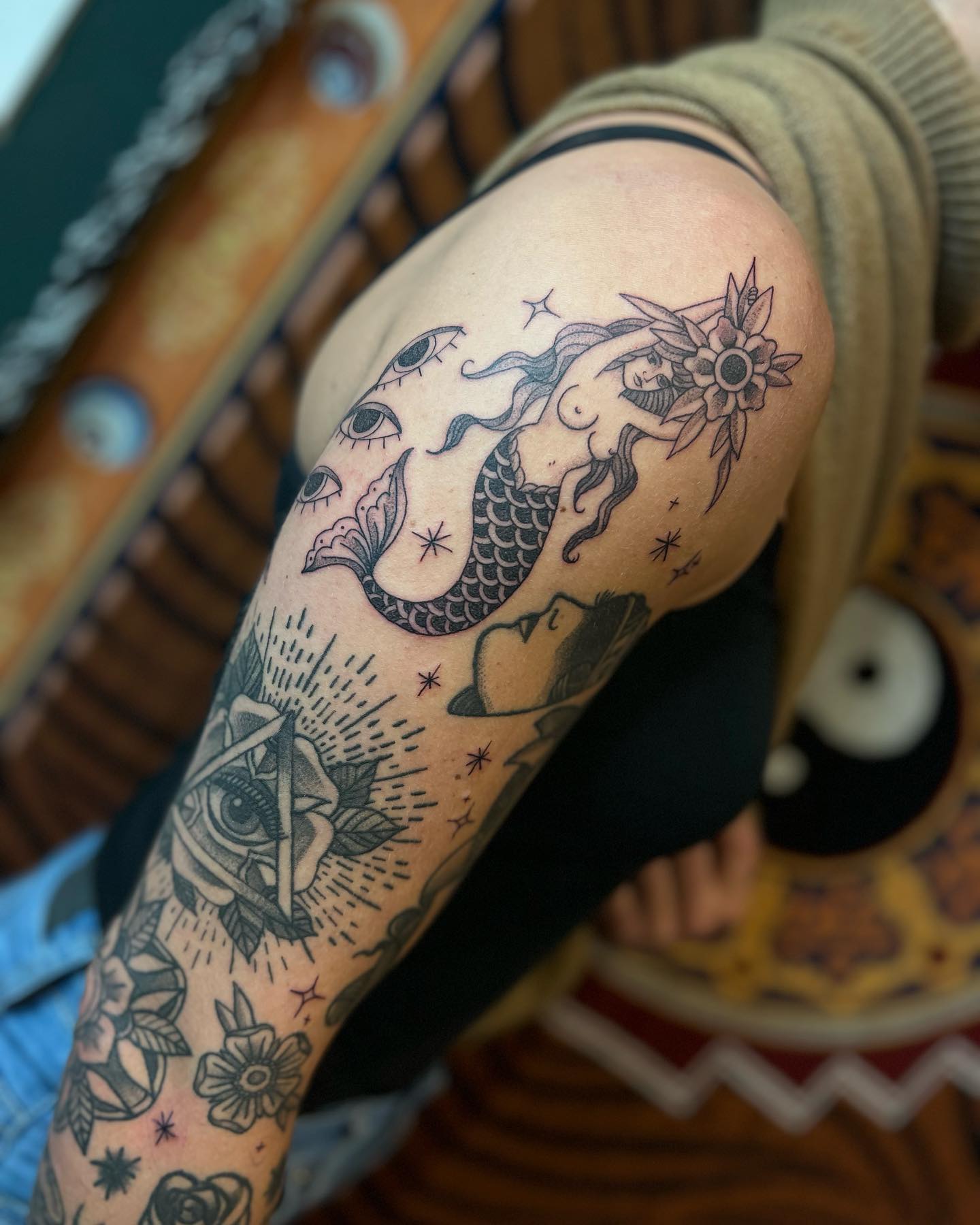Tatuaje de Sirena de Patchwork