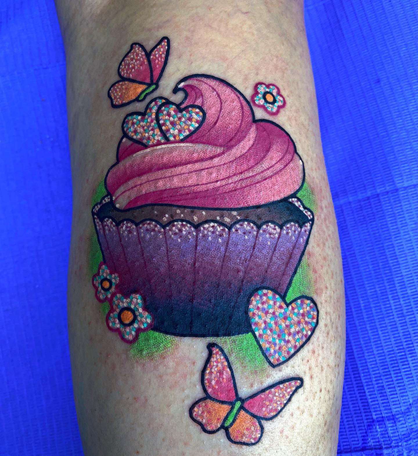 Cupcake Tatuaje con Purpurina