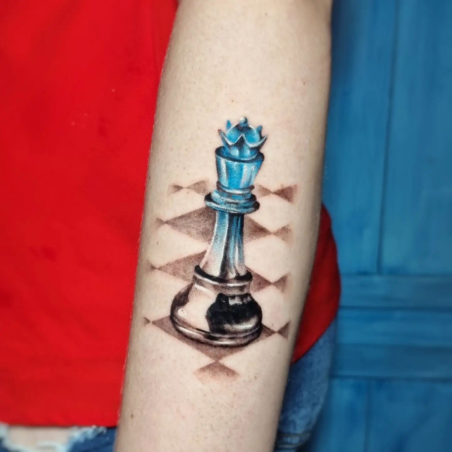 Tatuaje de Ajedrez Azul