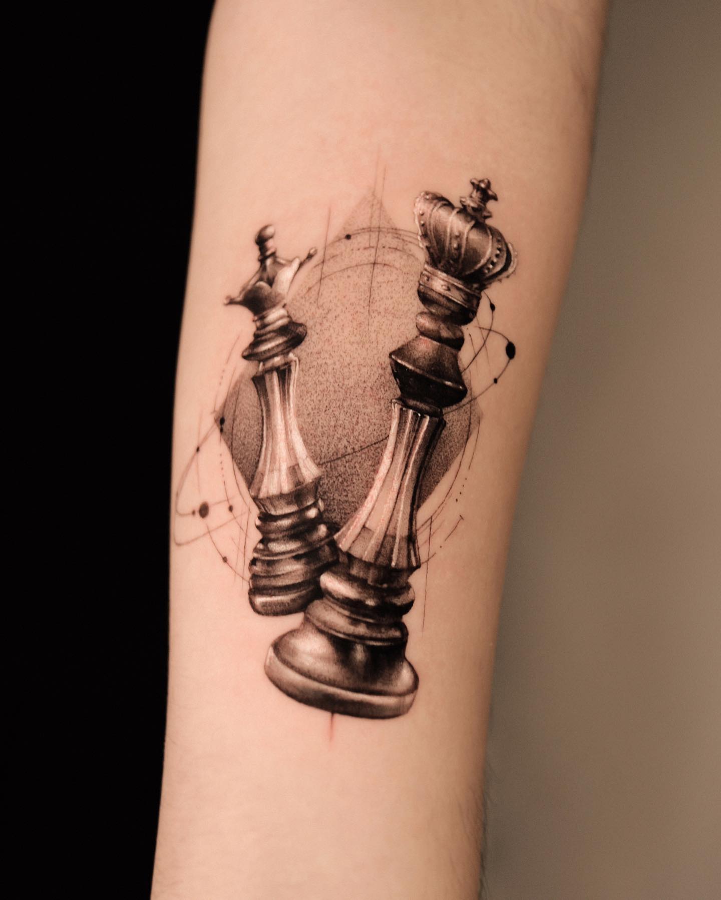 Tatuaje de ajedrez en dos piezas.