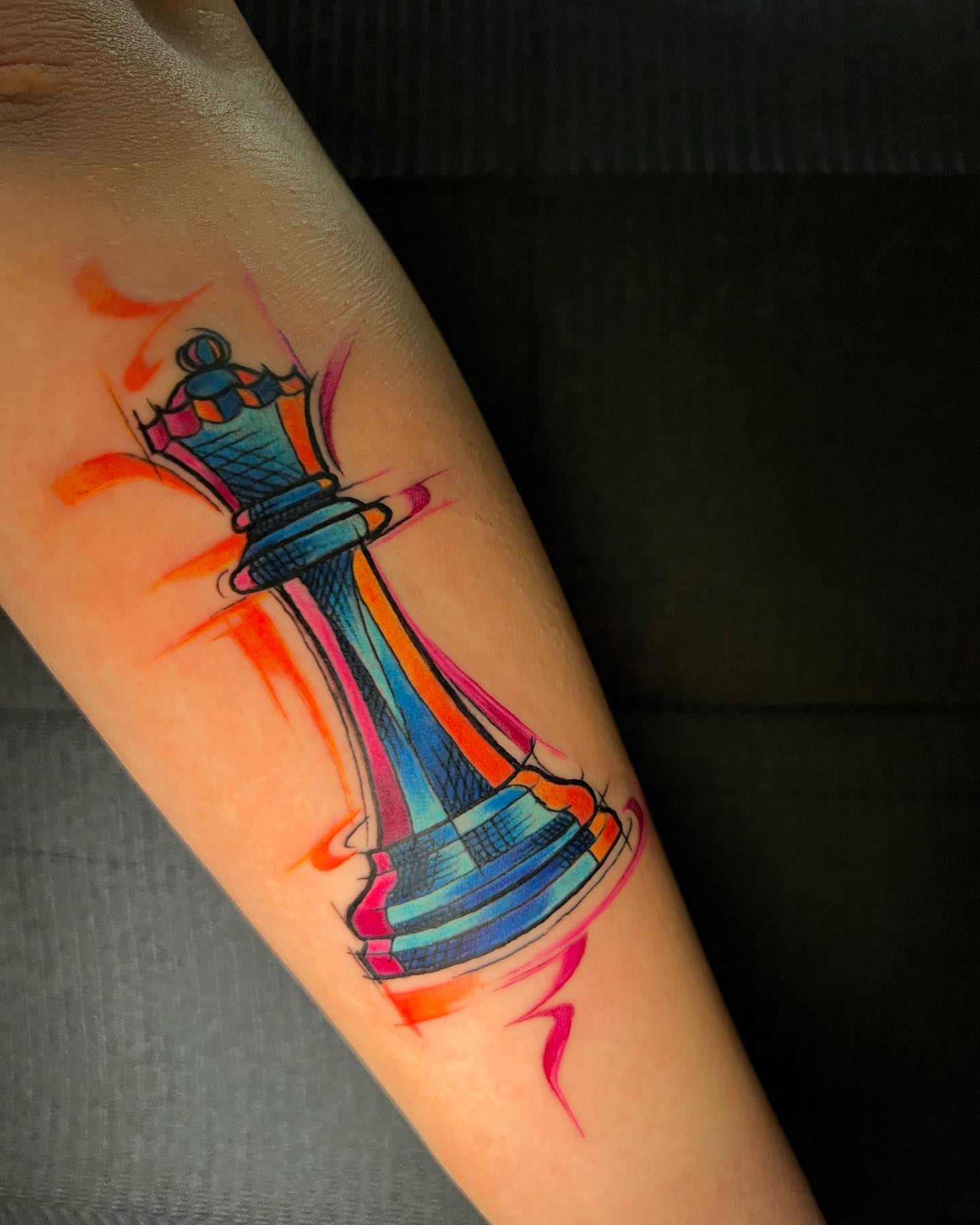 Tatuaje de ajedrez retro brillante.