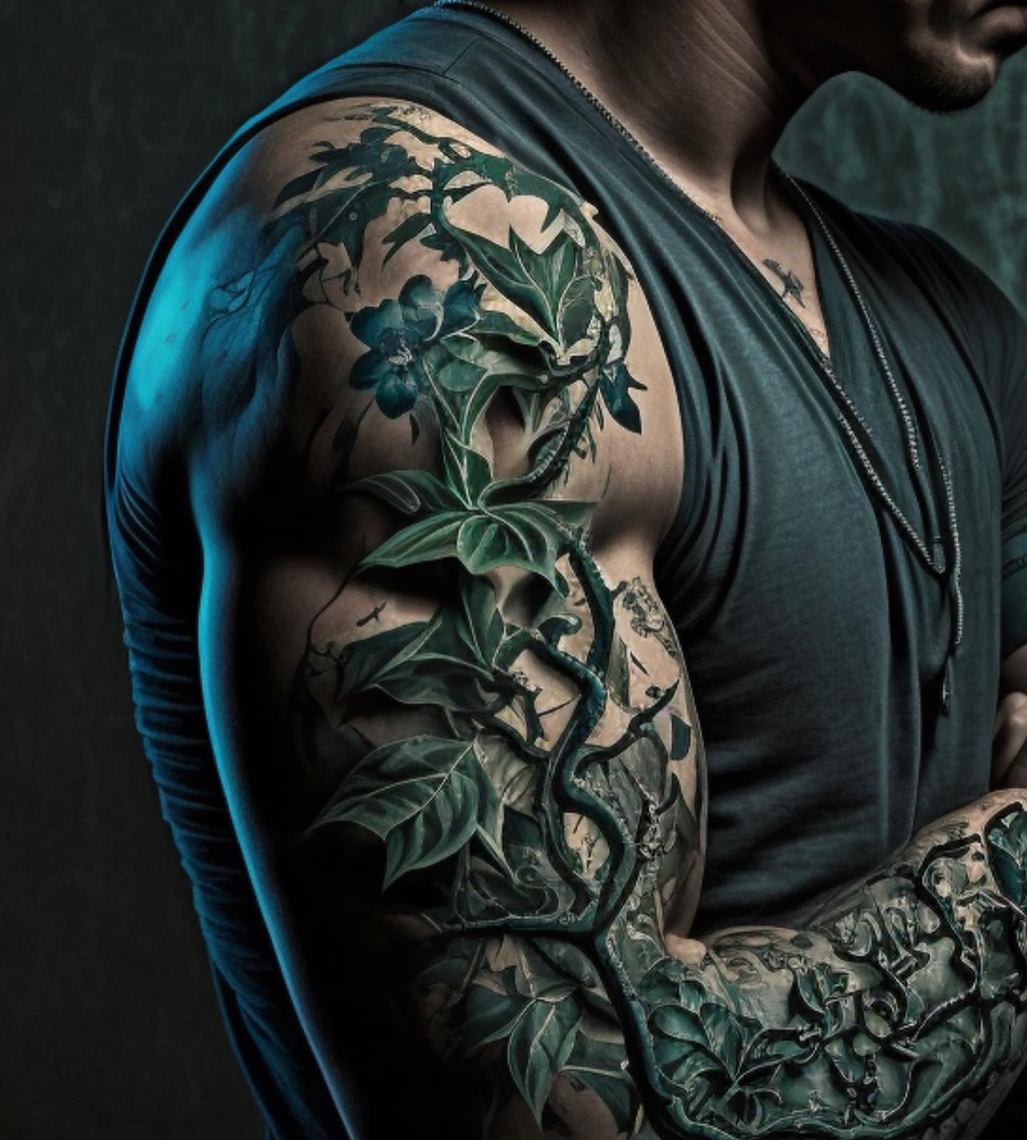Tatuaje de hoja artística en el brazo
