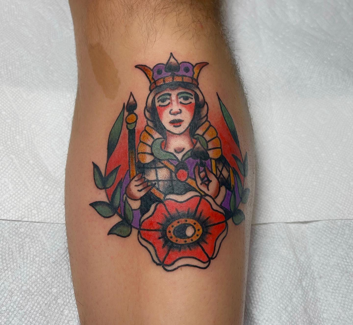 Tatuaje tradicional de la Reina de Espadas