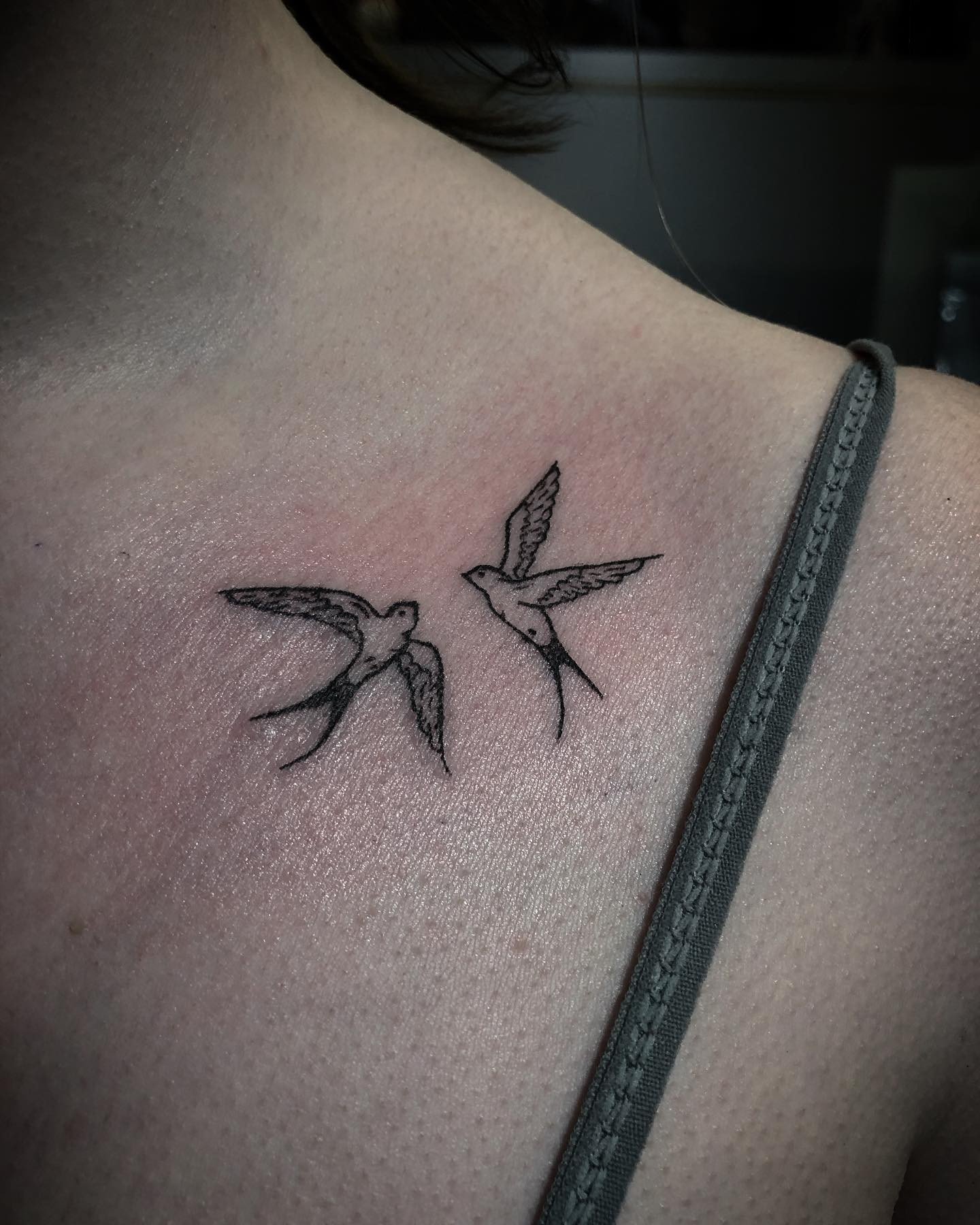 Tatuaje de clavícula de dos pájaros