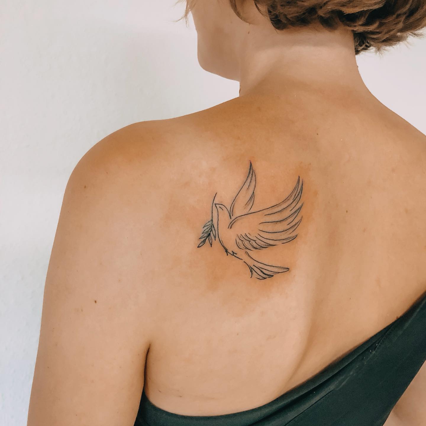 Tatuaje de paloma pequeña en la espalda