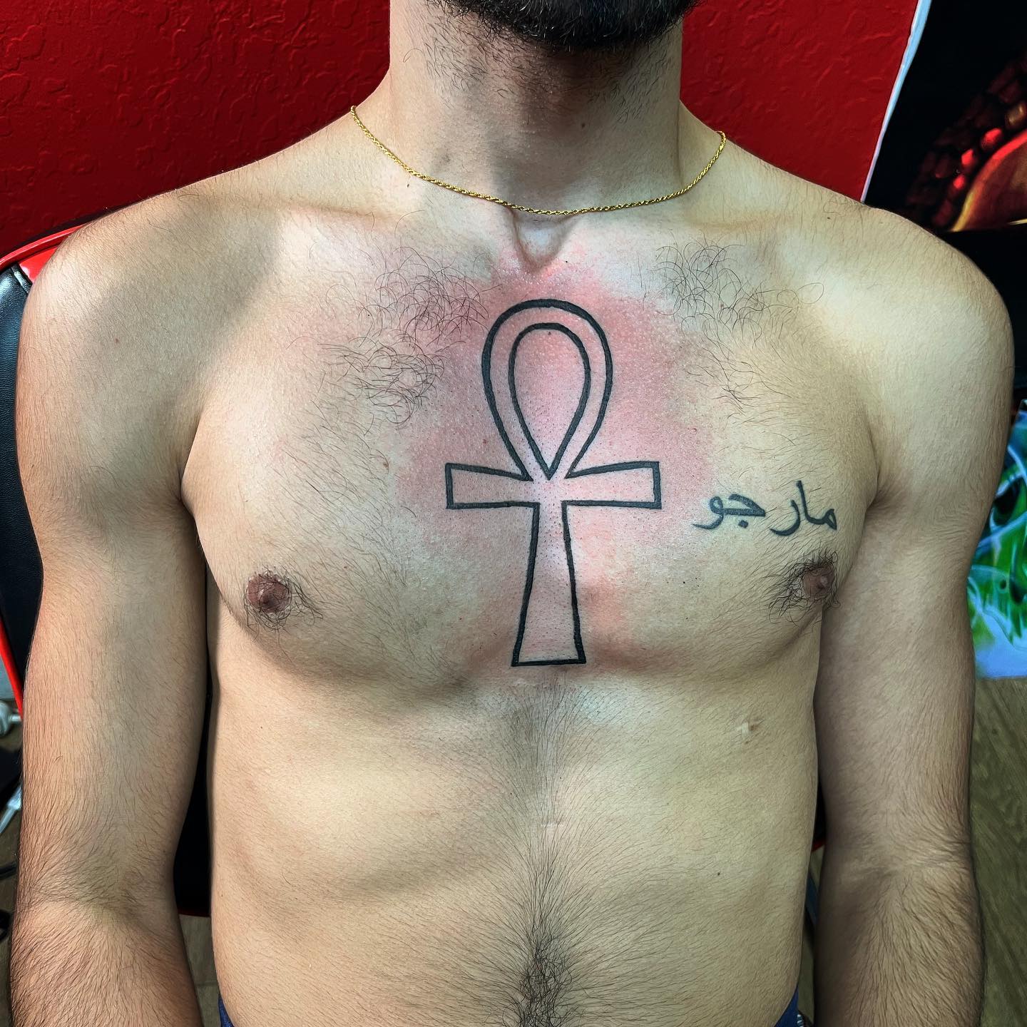 Tatuaje de Ankh en la espalda genial