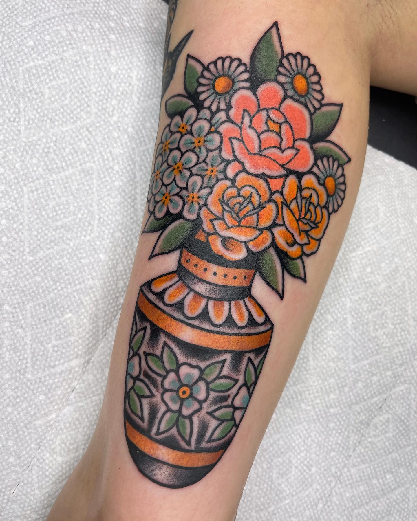 Tatuaje de Hortensia Naranja