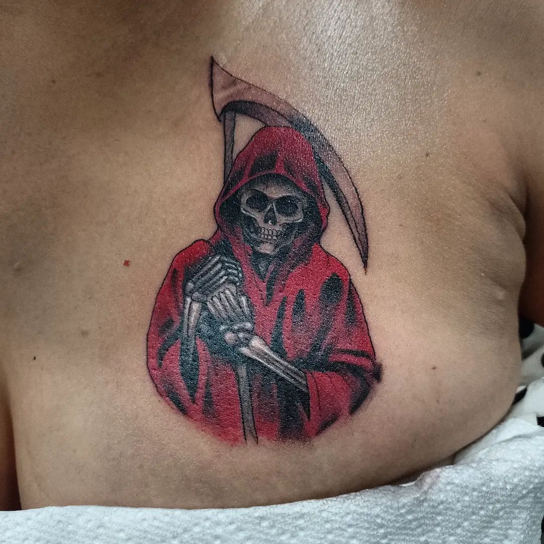 Tatuaje del Hombre Segador Rojo
