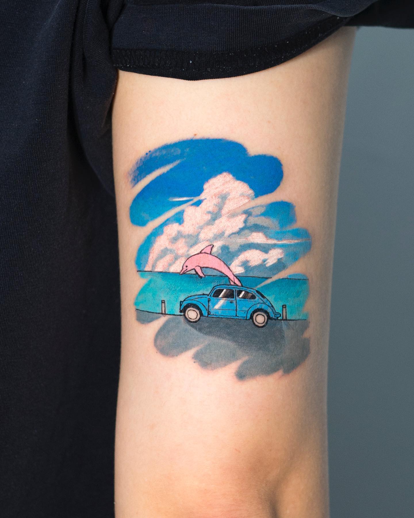 Tatuaje de Nube Azul Brillante
