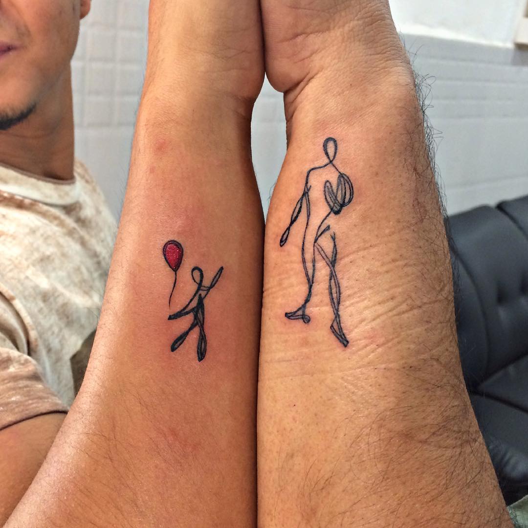 Tatuaje de Padre e Hijo Gemelos