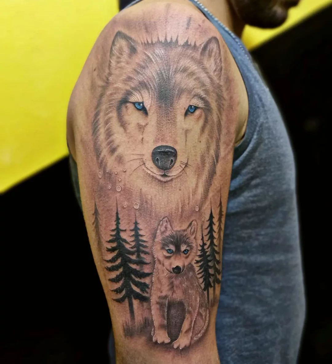 Tatuaje de lobo para hombres