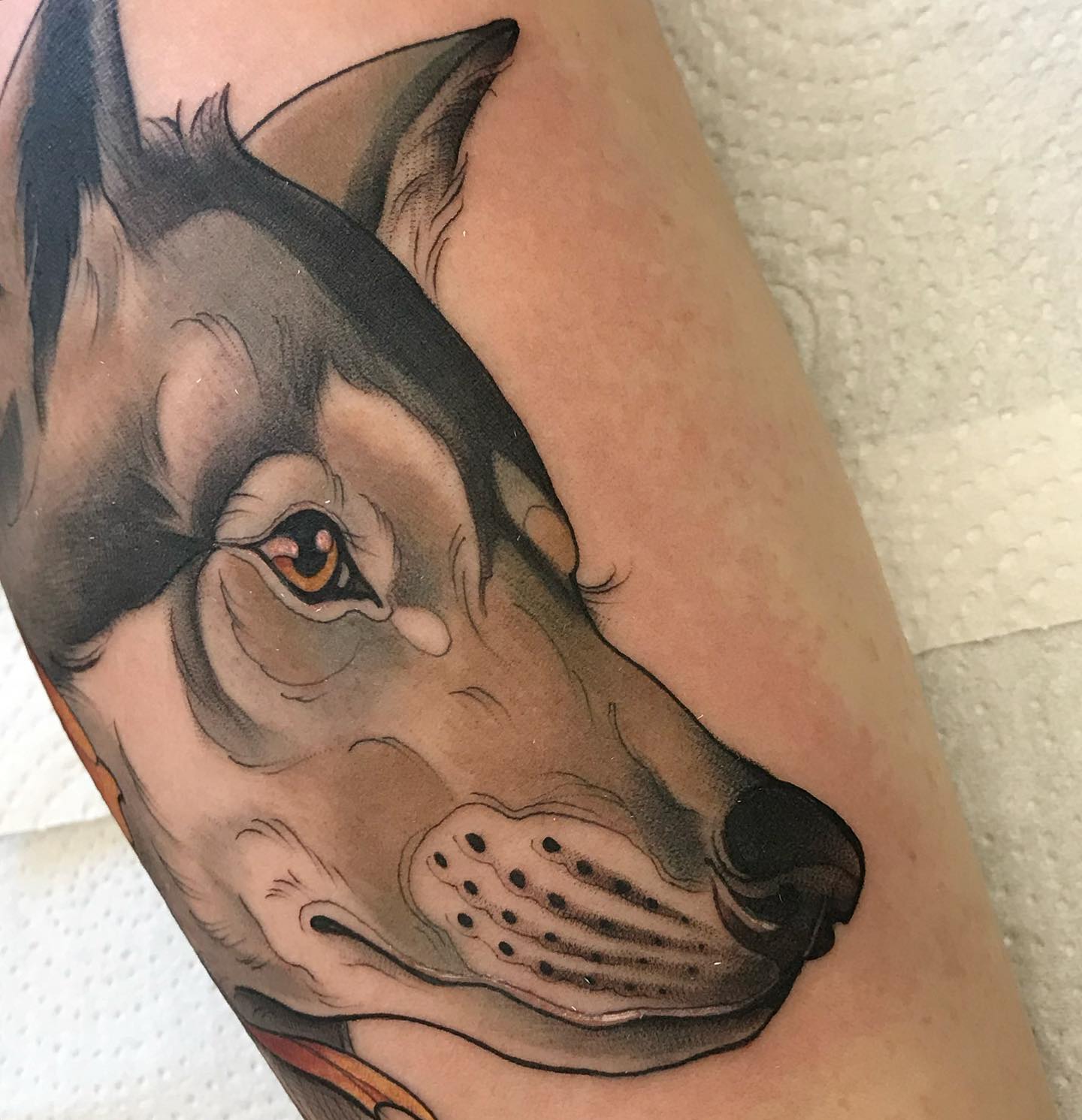 Tatuaje de lobo realista