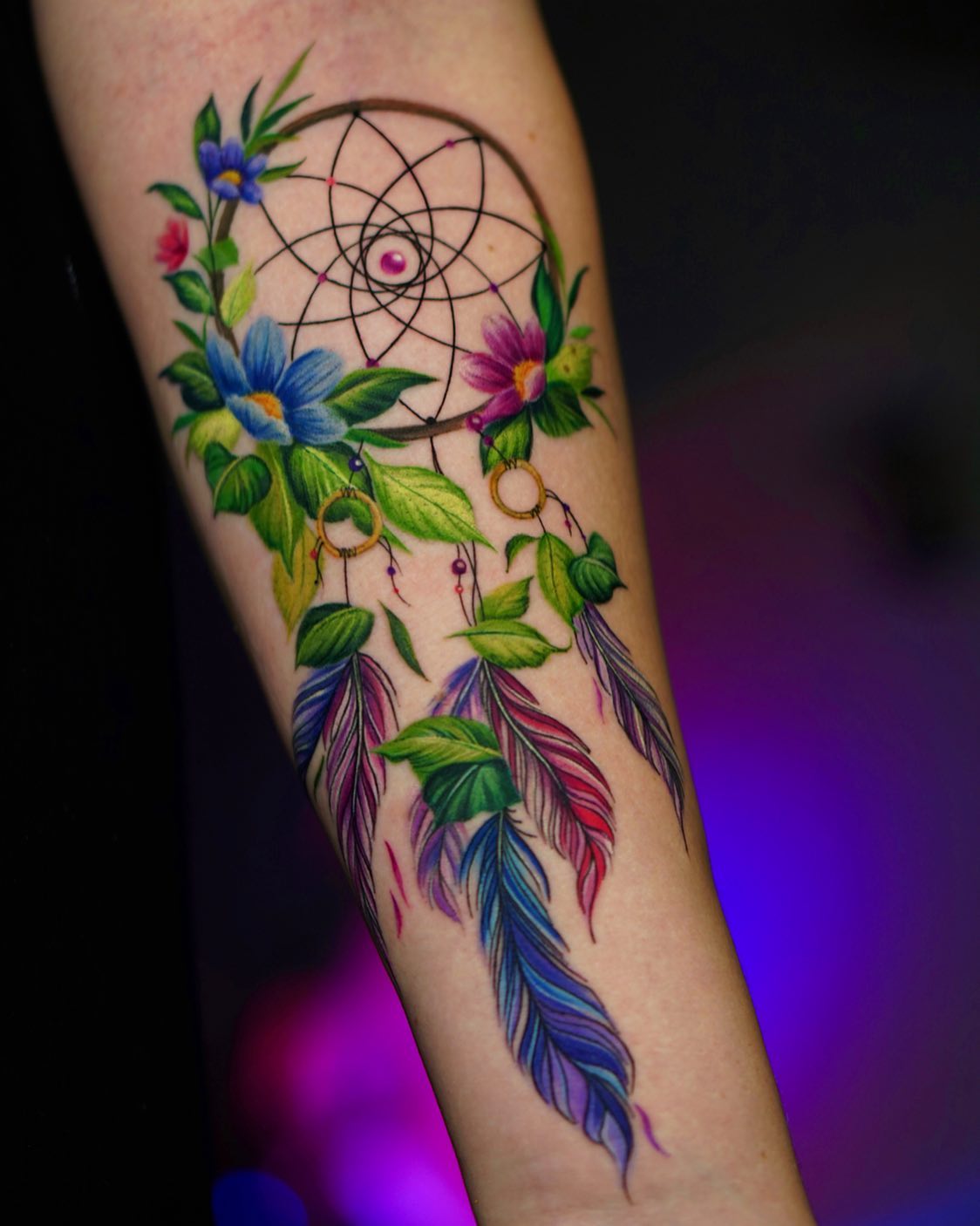Tatuaje de atrapasueños colorido