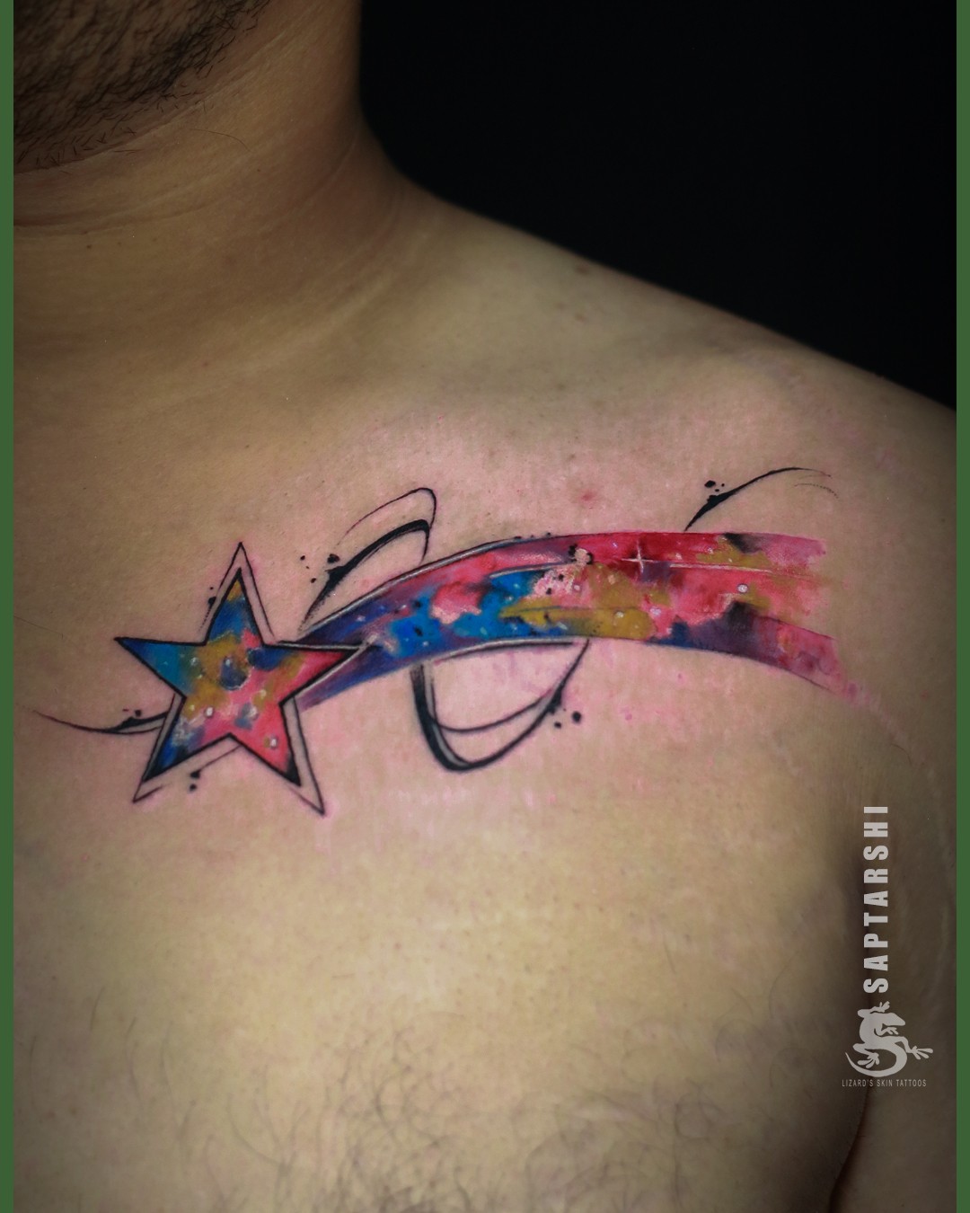 Tatuaje de estrella acuarela vibrante