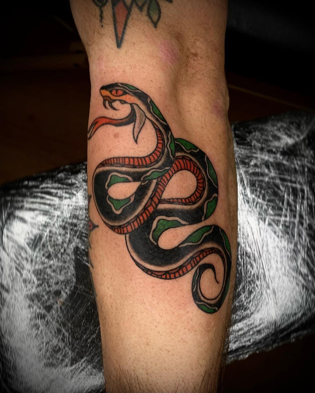 Tatuaje de serpiente y una calavera