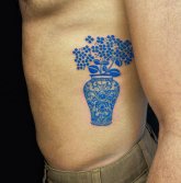 Jarrón Azul Tatuaje de Hortensia