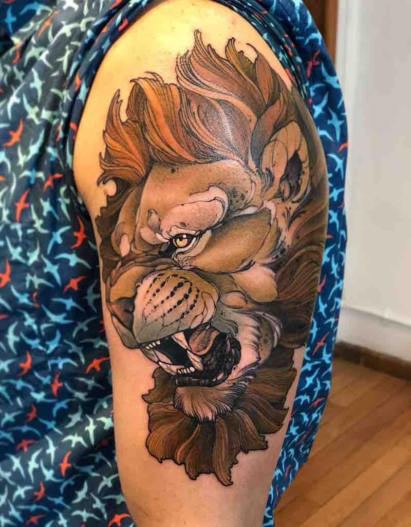 tatuaje de león para hombre