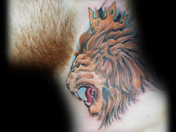 tatuaje leon cuello para hombre 16
